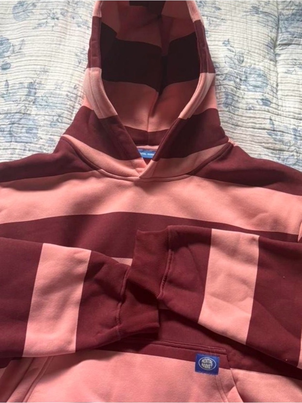 Mental Market Pink and Burgundy Stripes Hoodie Large